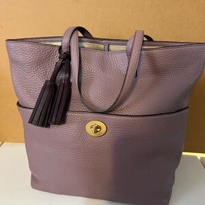 Coach Pebbled Leather Tote in Dusty Mauve
